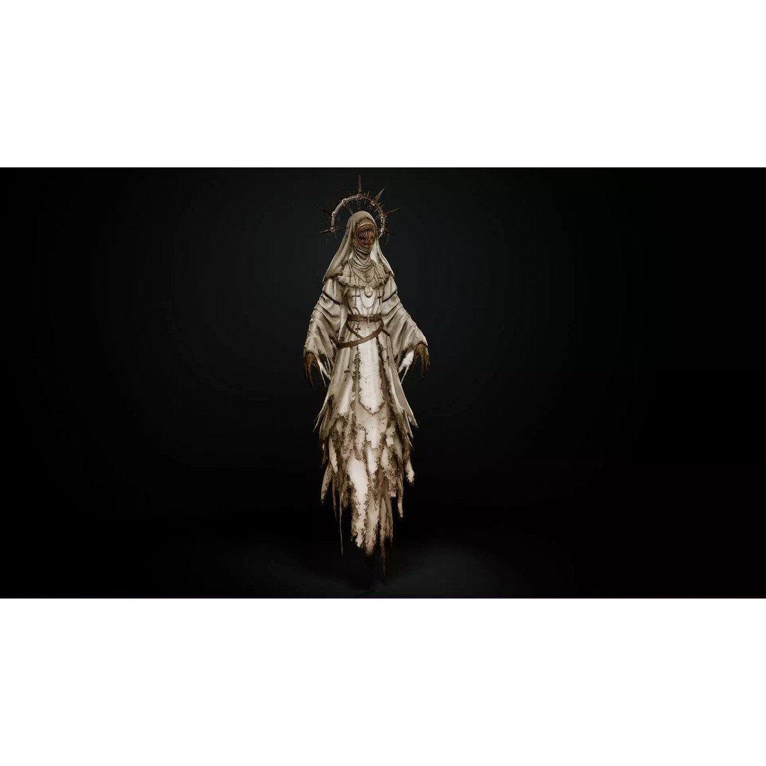 Wicked Nun 3D Model – Low Poly Character, Rigged, PBR, Game Ready - View 8