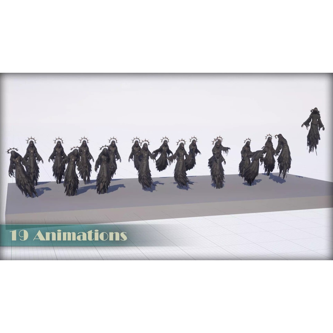 Wicked Nun 3D Model – Low Poly Character, Rigged, PBR, Game Ready - View 9