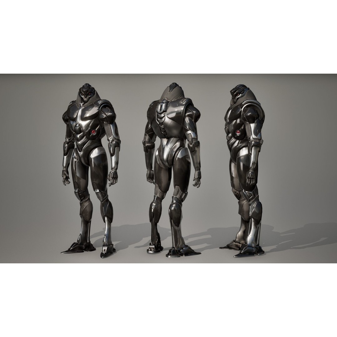 Robot 9 3D Model – Low Poly Sci-Fi Character, Rigged, FBX - View 10