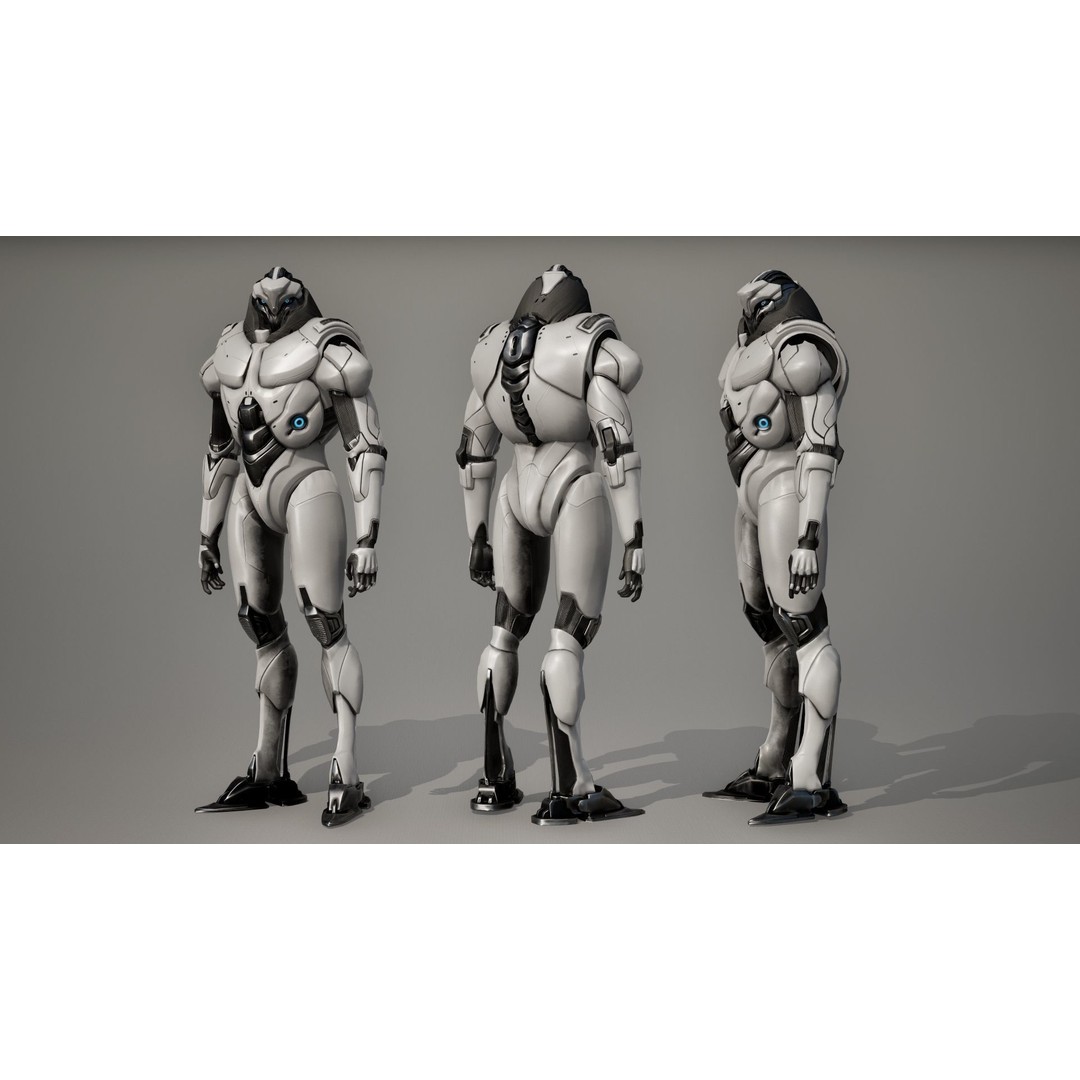 Robot 9 3D Model – Low Poly Sci-Fi Character, Rigged, FBX - View 11