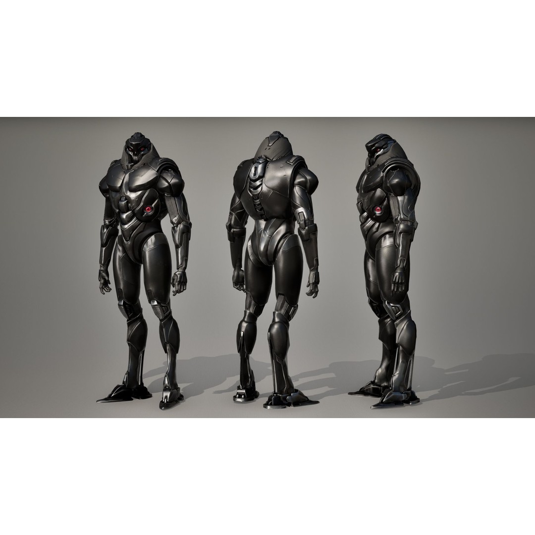 Robot 9 3D Model – Low Poly Sci-Fi Character, Rigged, FBX - View 12