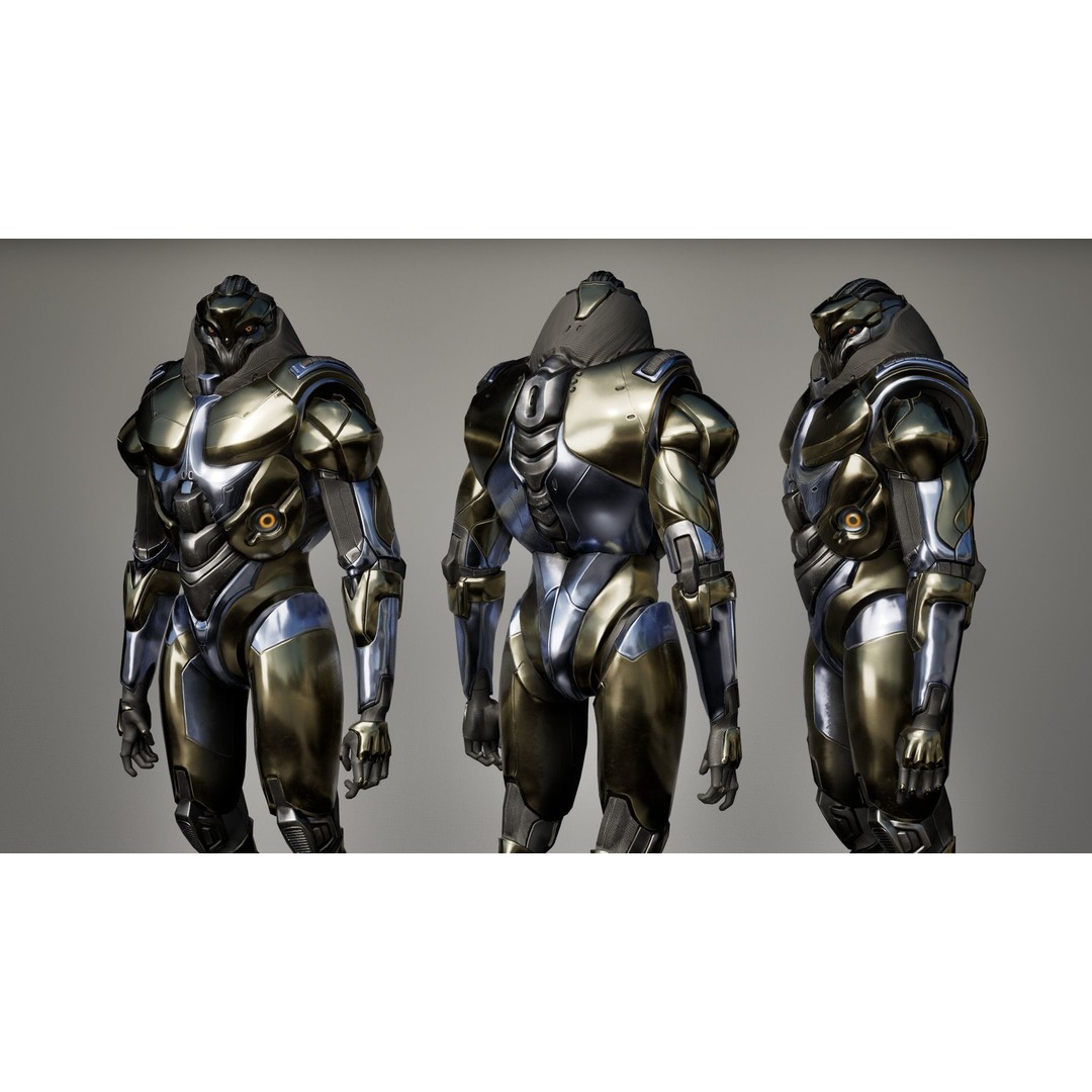 Robot 9 3D Model – Low Poly Sci-Fi Character, Rigged, FBX - View 13