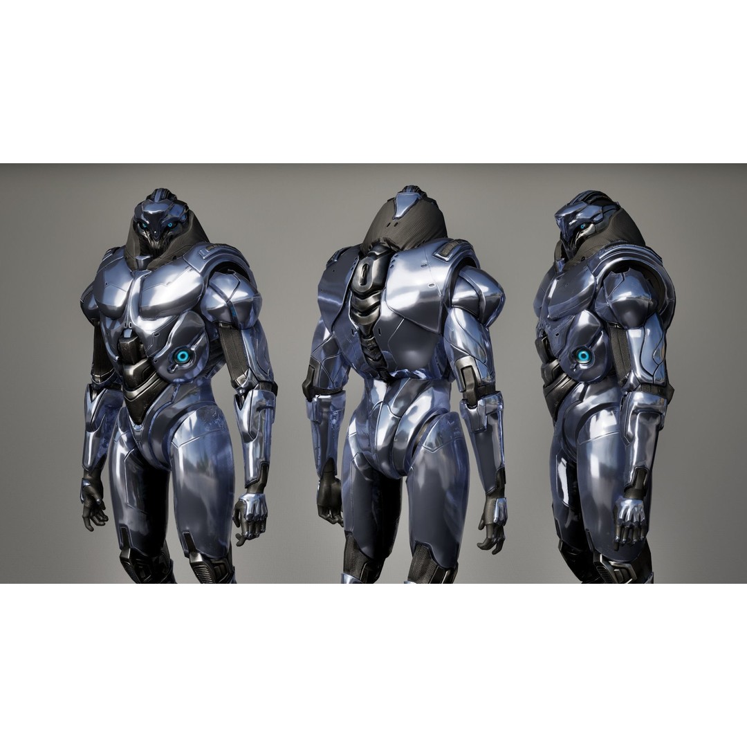 Robot 9 3D Model – Low Poly Sci-Fi Character, Rigged, FBX - View 14