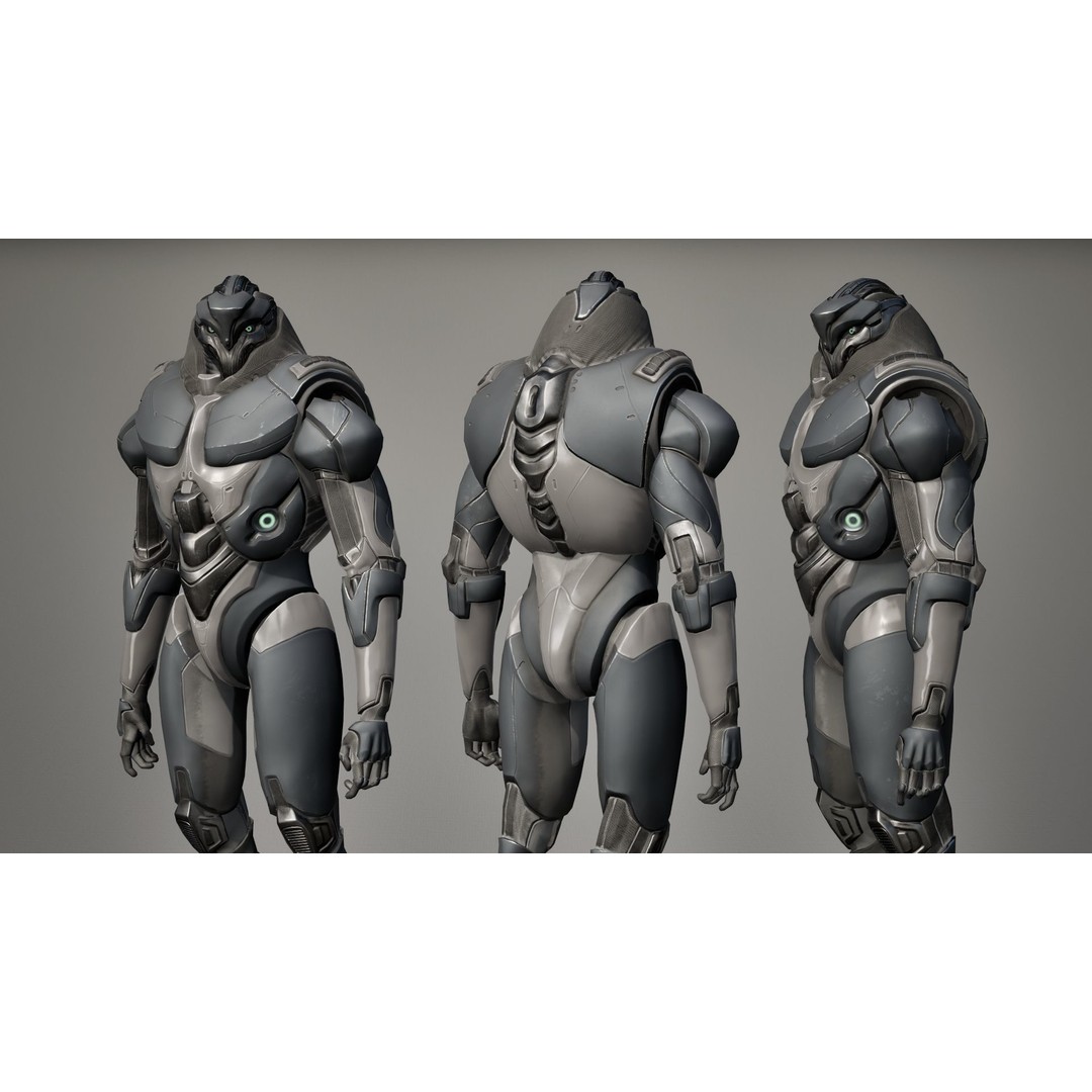 Robot 9 3D Model – Low Poly Sci-Fi Character, Rigged, FBX - View 15
