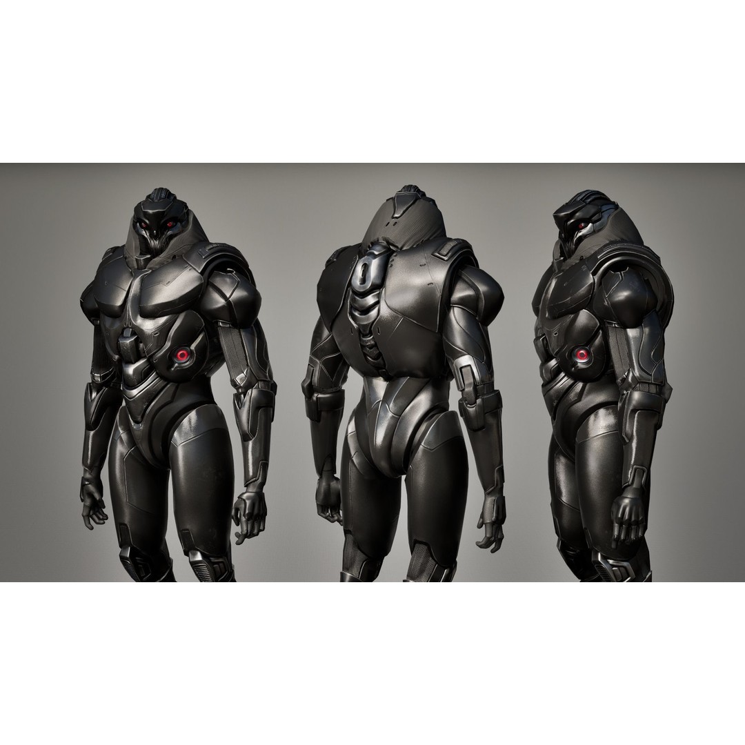 Robot 9 3D Model – Low Poly Sci-Fi Character, Rigged, FBX - View 18