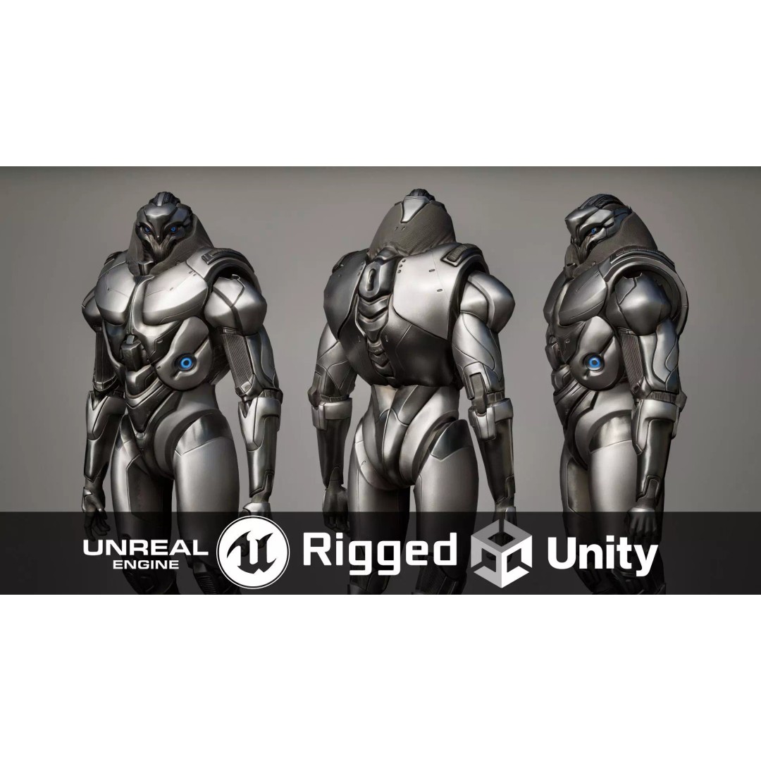 Robot 9 3D Model – Low Poly Sci-Fi Character, Rigged, FBX - View 2