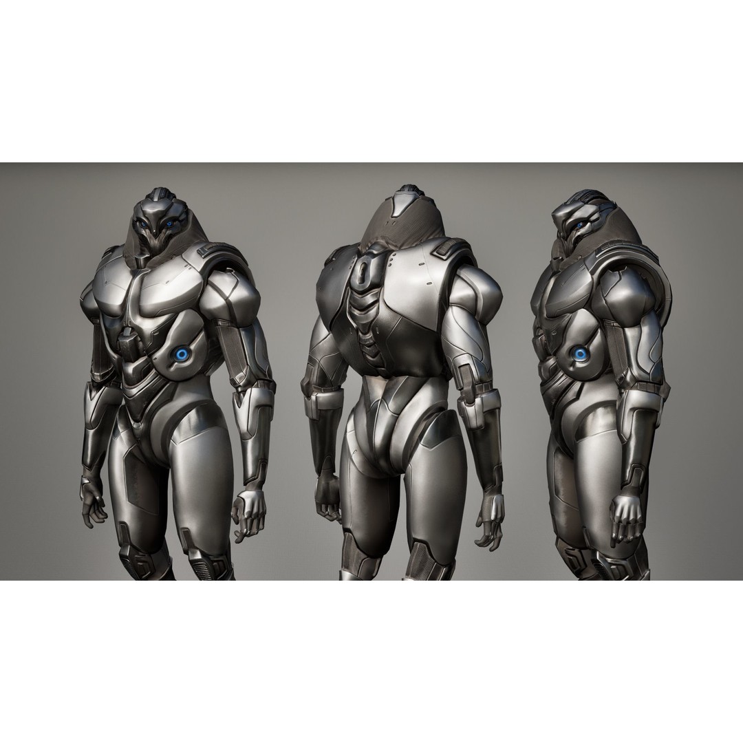 Robot 9 3D Model – Low Poly Sci-Fi Character, Rigged, FBX - View 22