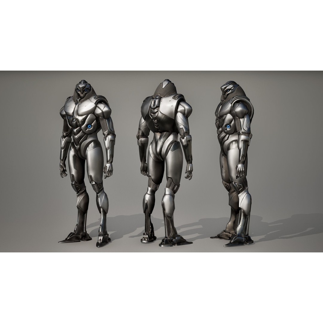 Robot 9 3D Model – Low Poly Sci-Fi Character, Rigged, FBX - View 3