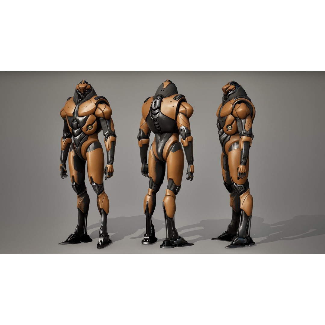 Robot 9 3D Model – Low Poly Sci-Fi Character, Rigged, FBX - View 4