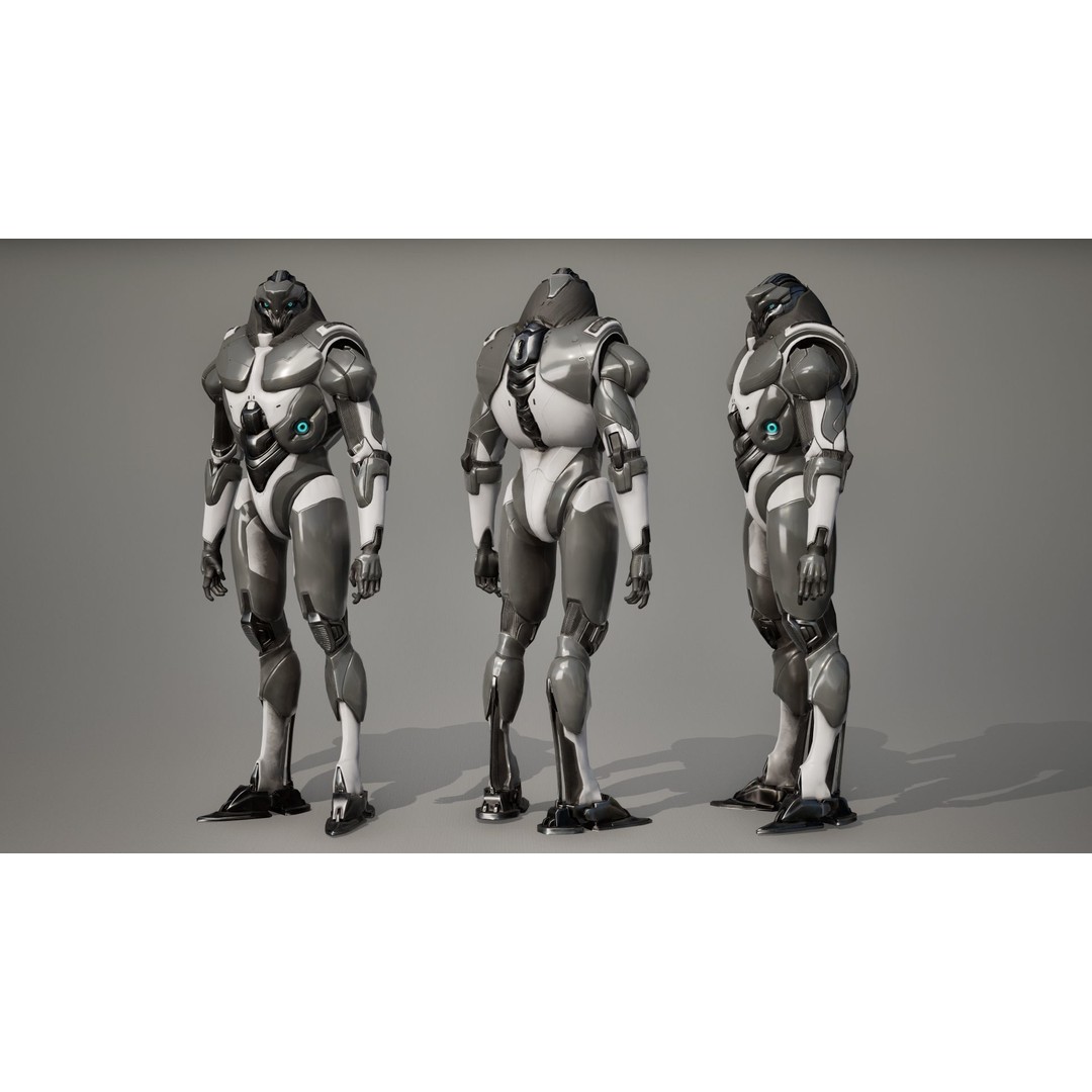 Robot 9 3D Model – Low Poly Sci-Fi Character, Rigged, FBX - View 6