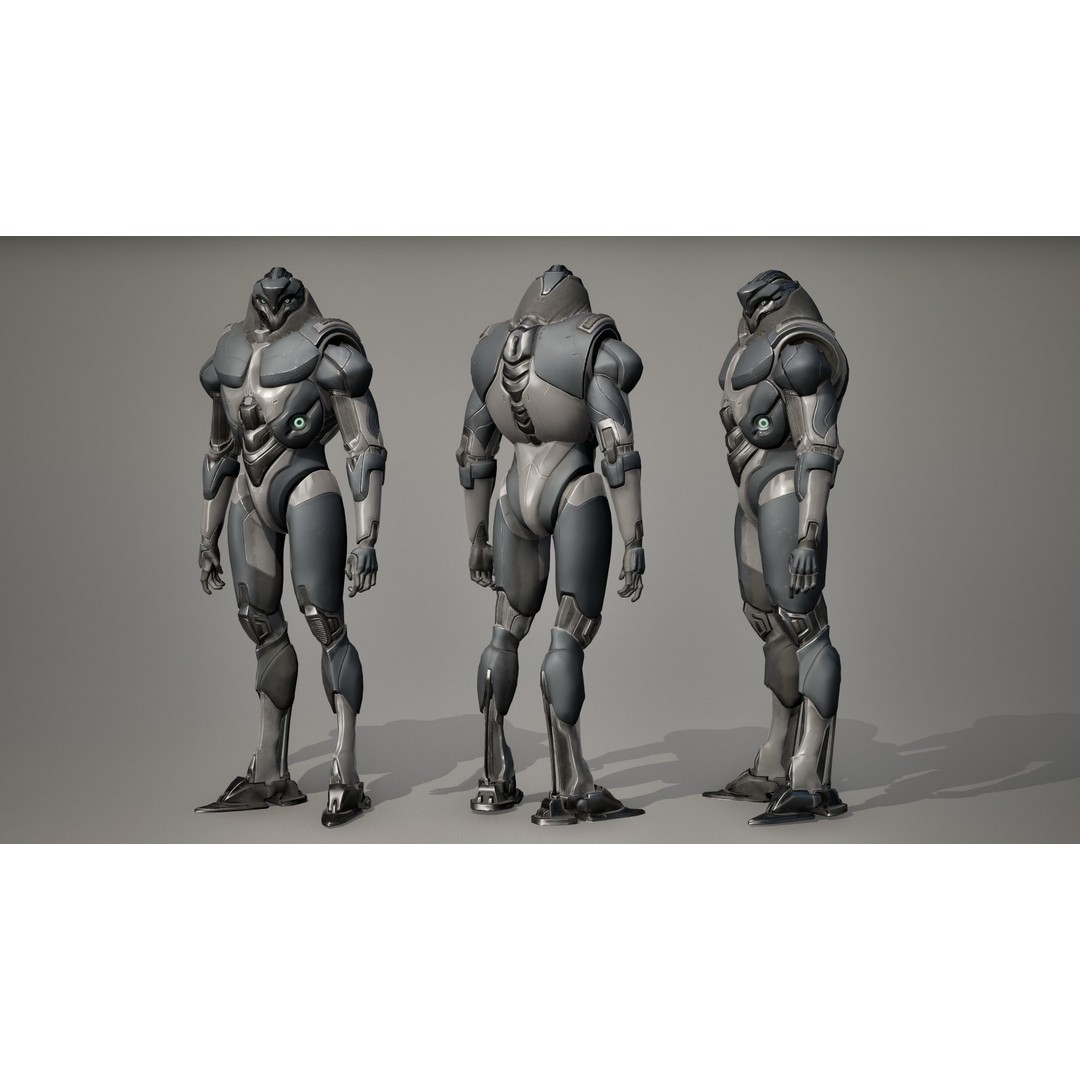 Robot 9 3D Model – Low Poly Sci-Fi Character, Rigged, FBX - View 7