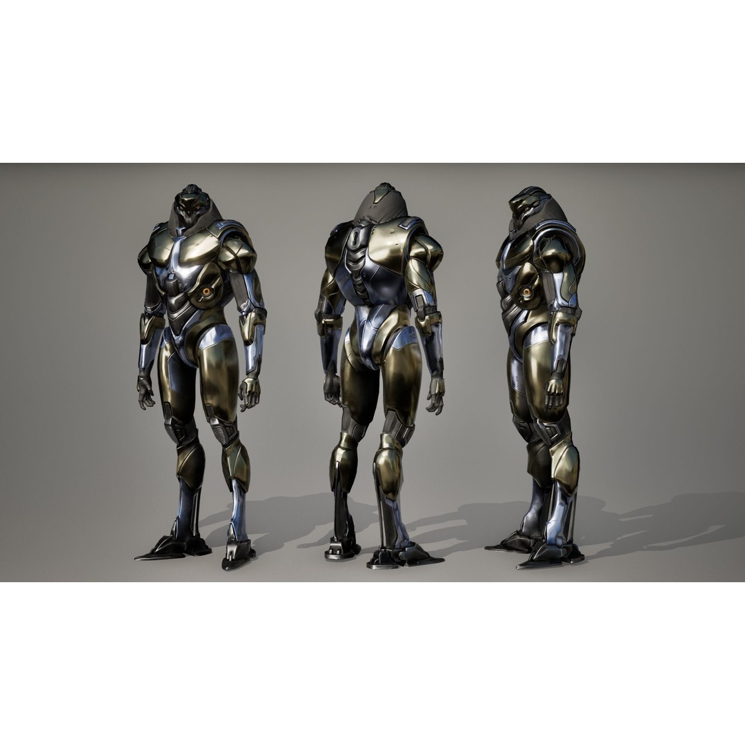 Robot 9 3D Model – Low Poly Sci-Fi Character, Rigged, FBX - View 8