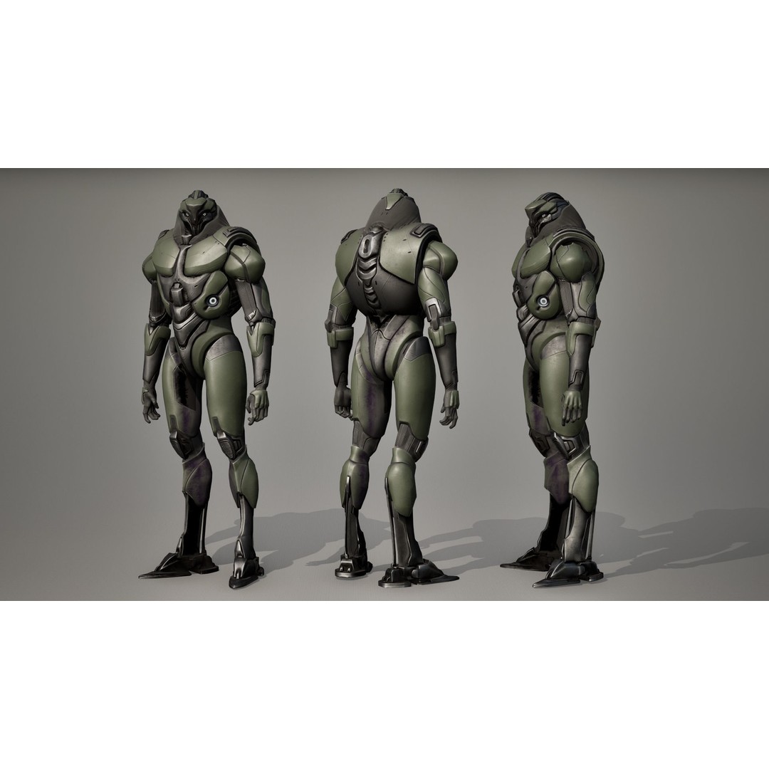 Robot 9 3D Model – Low Poly Sci-Fi Character, Rigged, FBX - View 9