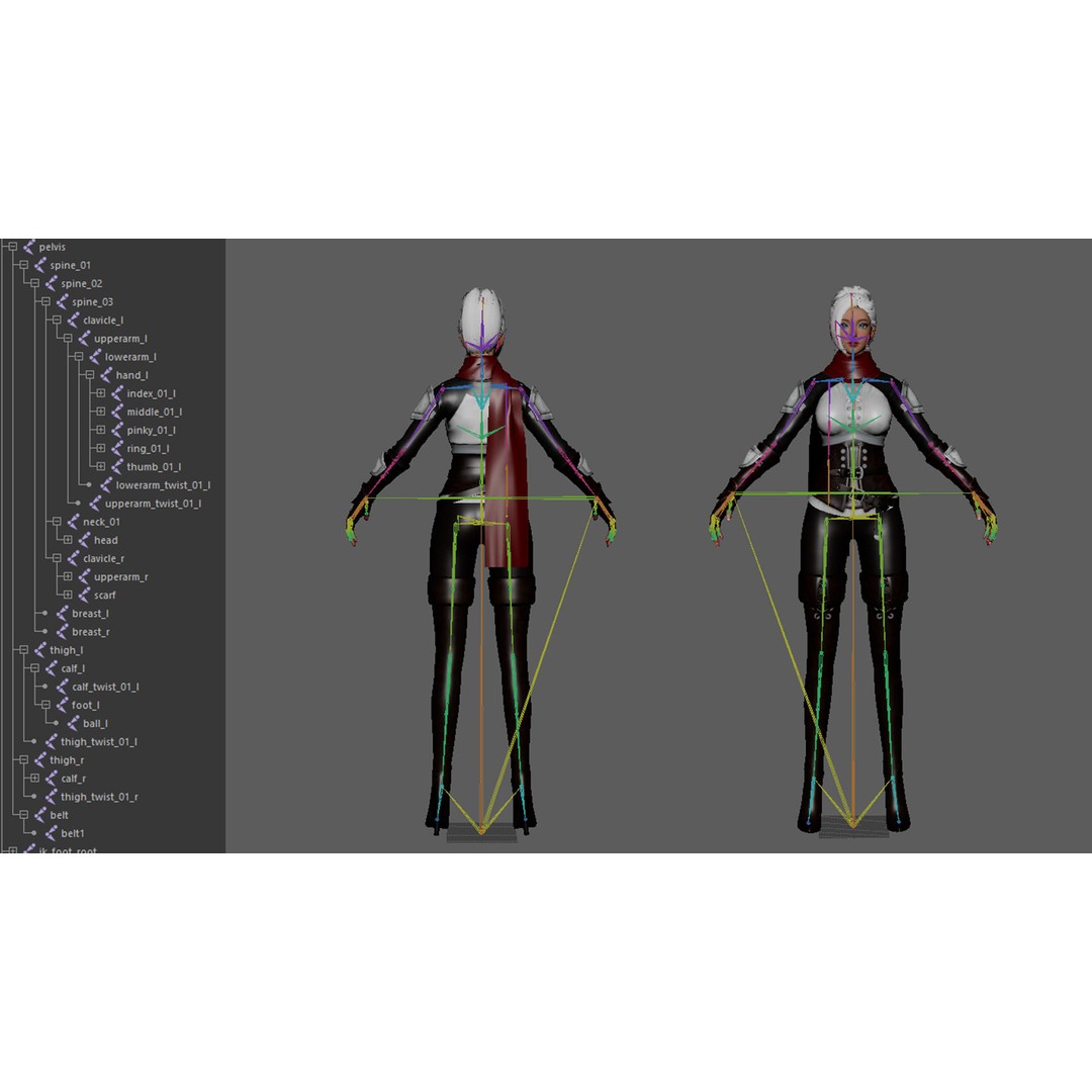 Swordswoman 3D Model – Low Poly Rigged Character with PBR Textures - View 15