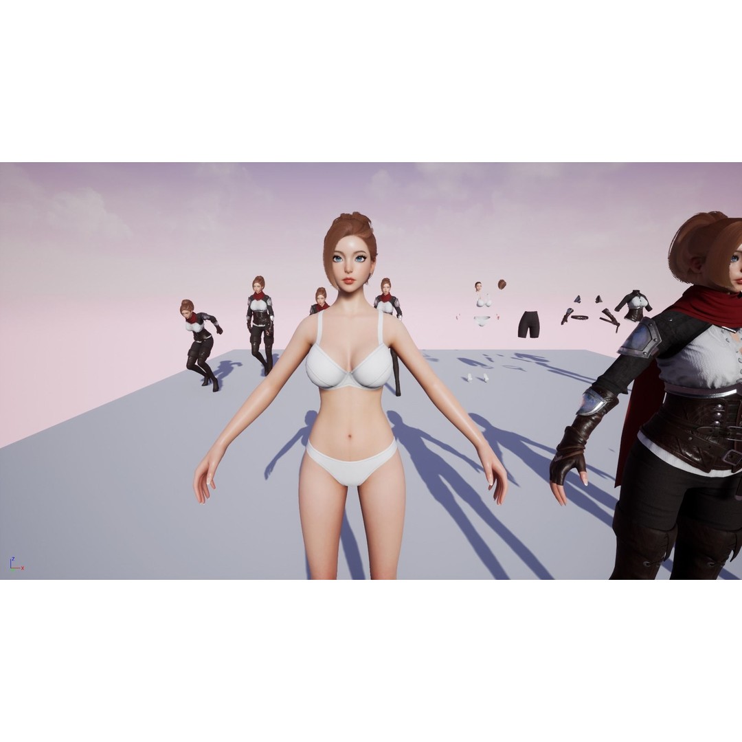 Swordswoman 3D Model – Low Poly Rigged Character with PBR Textures - View 20