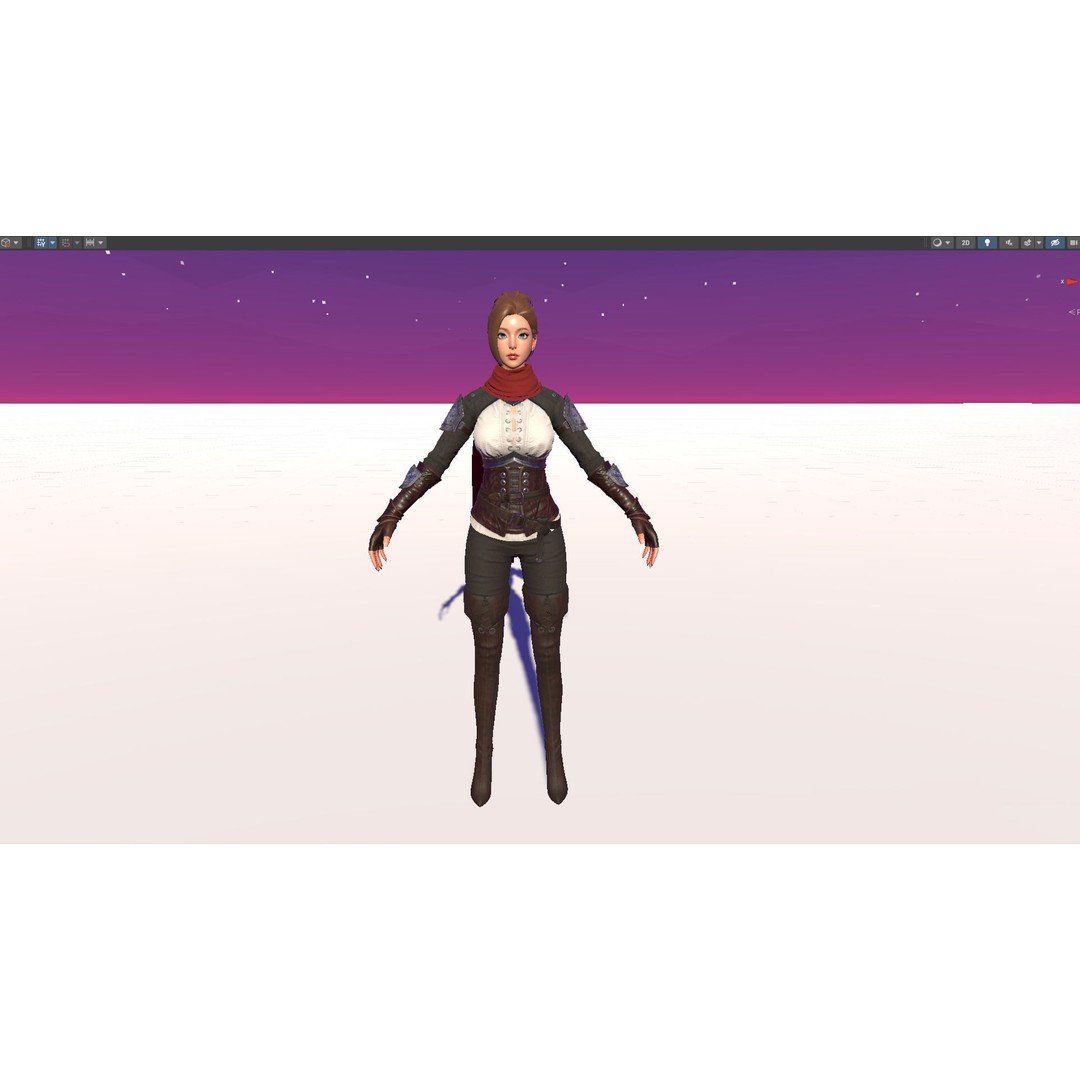 Swordswoman 3D Model – Low Poly Rigged Character with PBR Textures - View 22