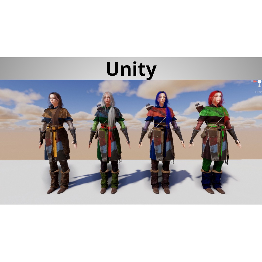 Snow Girl 3D Model – Low Poly Game Ready Character, FBX - View 13
