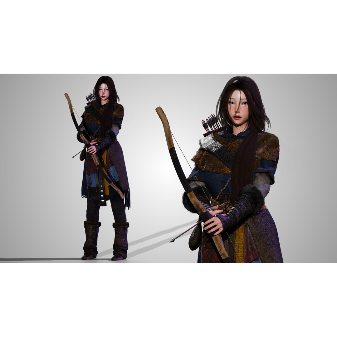 Snow Girl 3D Model – Low Poly Game Ready Character, FBX - View 3