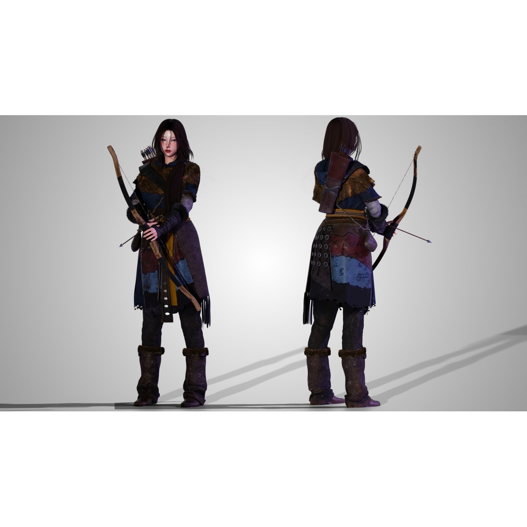 Snow Girl 3D Model – Low Poly Game Ready Character, FBX - View 4
