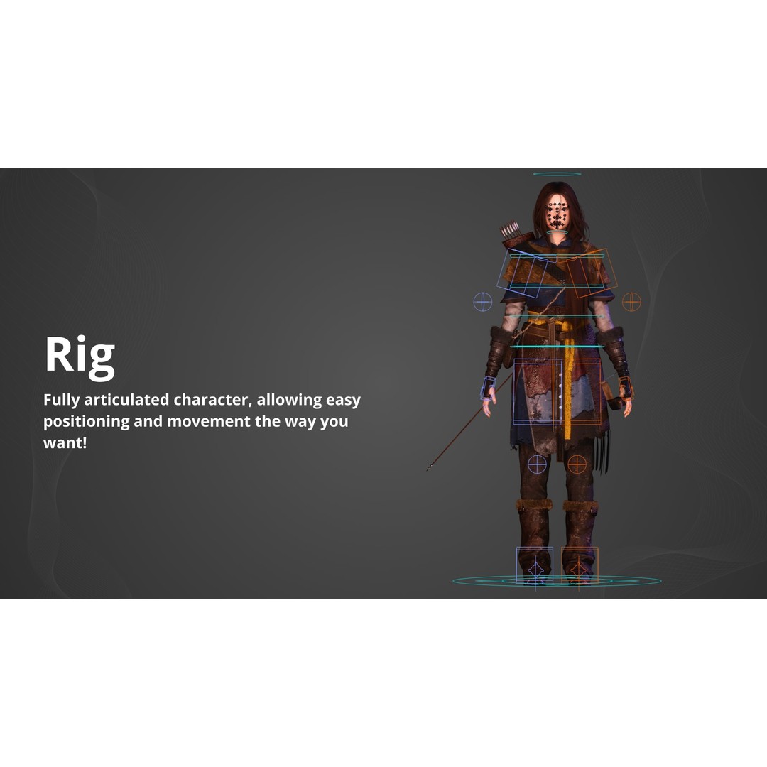Snow Girl 3D Model – Low Poly Game Ready Character, FBX - View 5