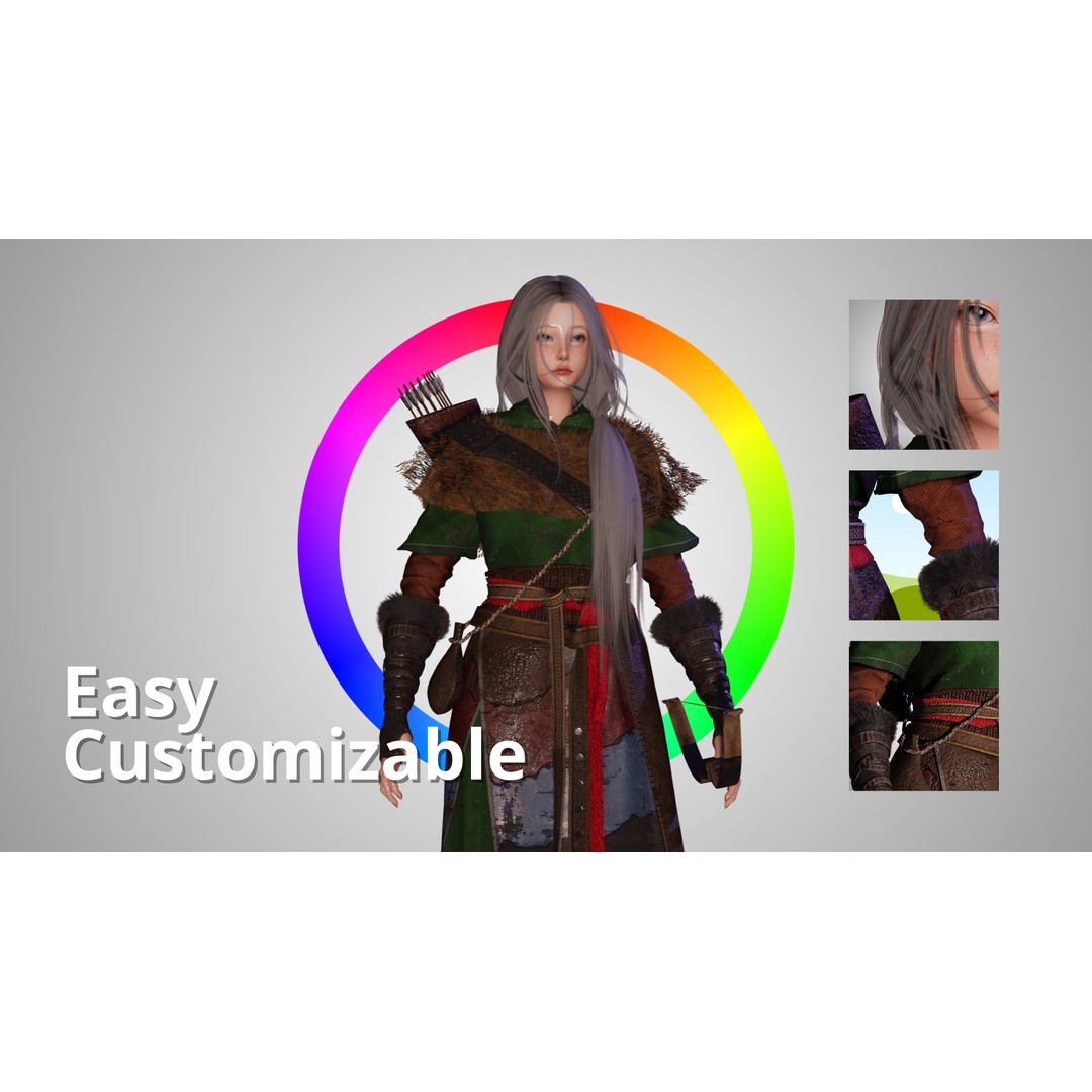 Snow Girl 3D Model – Low Poly Game Ready Character, FBX - View 6