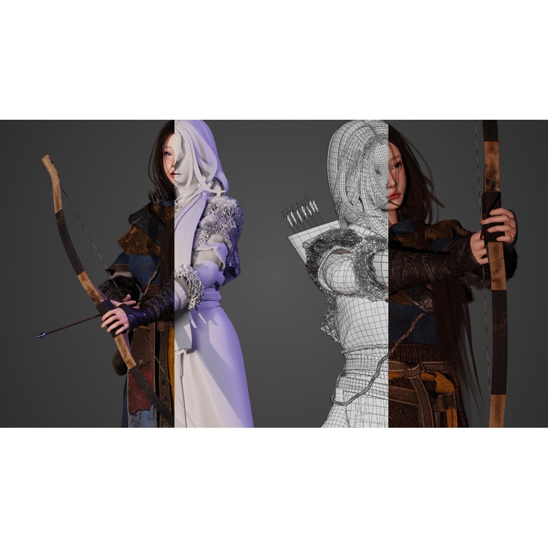 Snow Girl 3D Model – Low Poly Game Ready Character, FBX - View 8