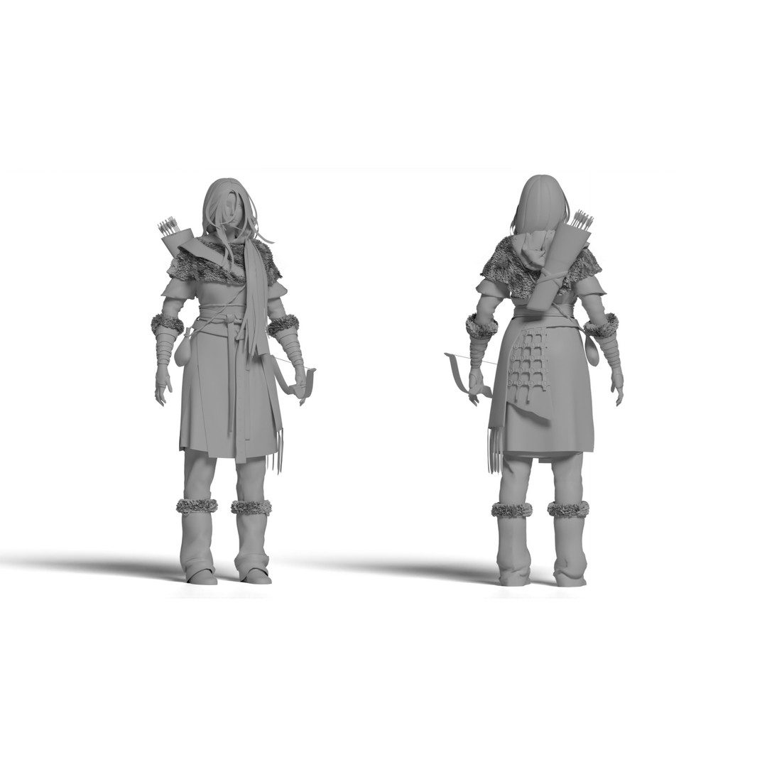 Snow Girl 3D Model – Low Poly Game Ready Character, FBX - View 9