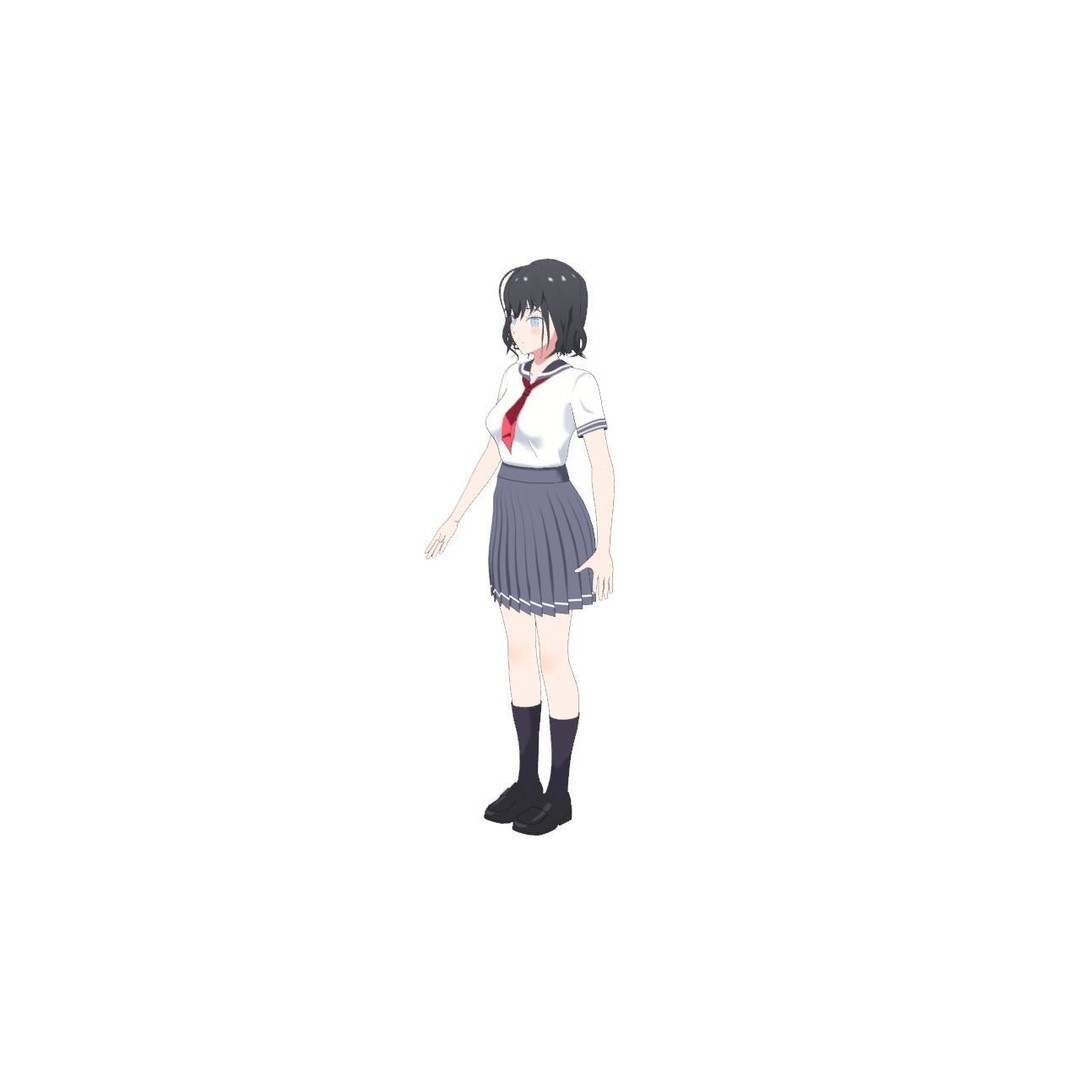 Anime Student Girls 3D Model – Stylized Low-Poly Characters, Blender - View 10