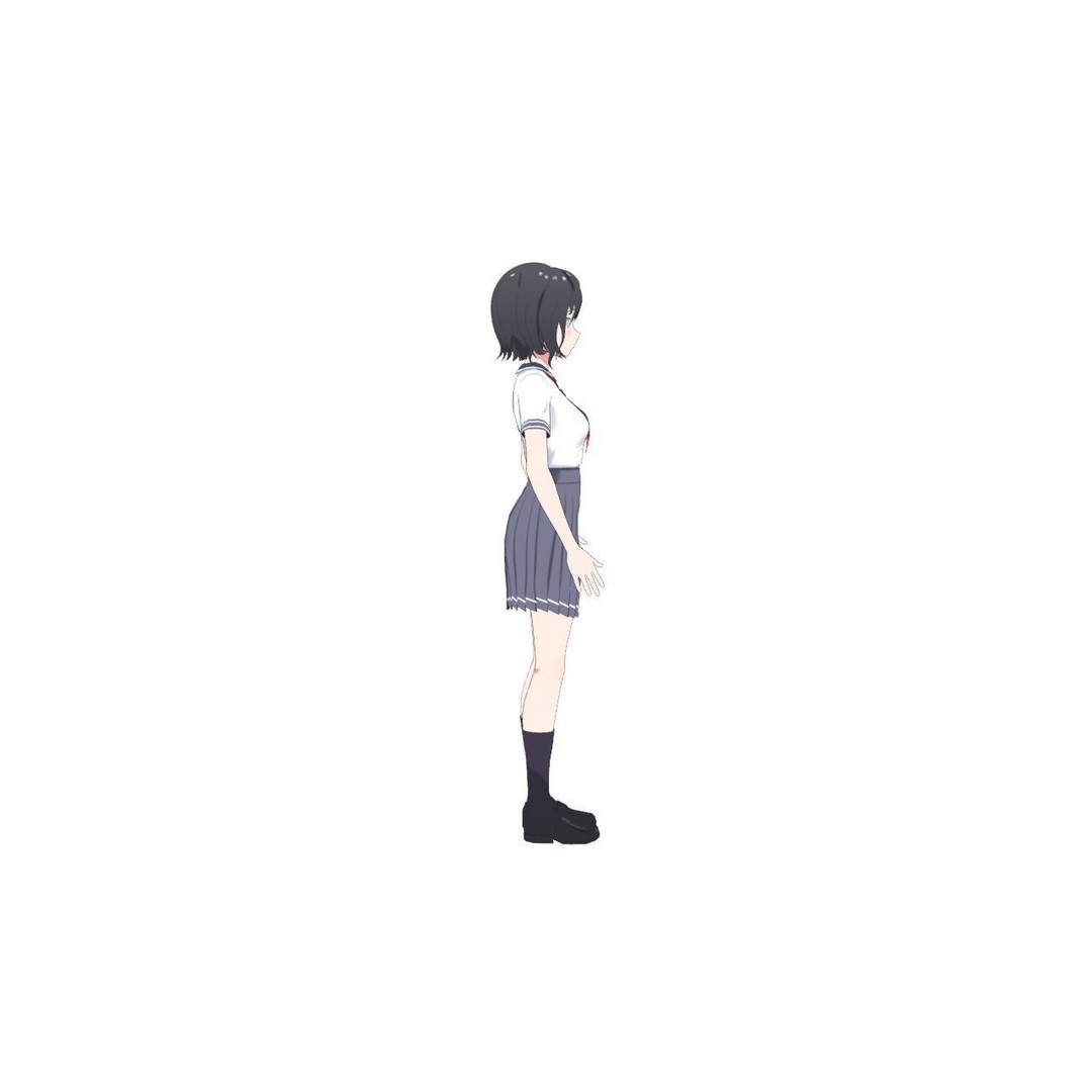 Anime Student Girls 3D Model – Stylized Low-Poly Characters, Blender - View 13