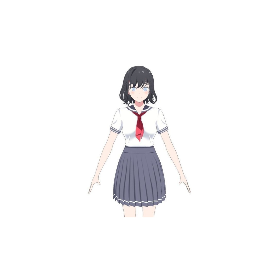 Anime Student Girls 3D Model – Stylized Low-Poly Characters, Blender - View 14