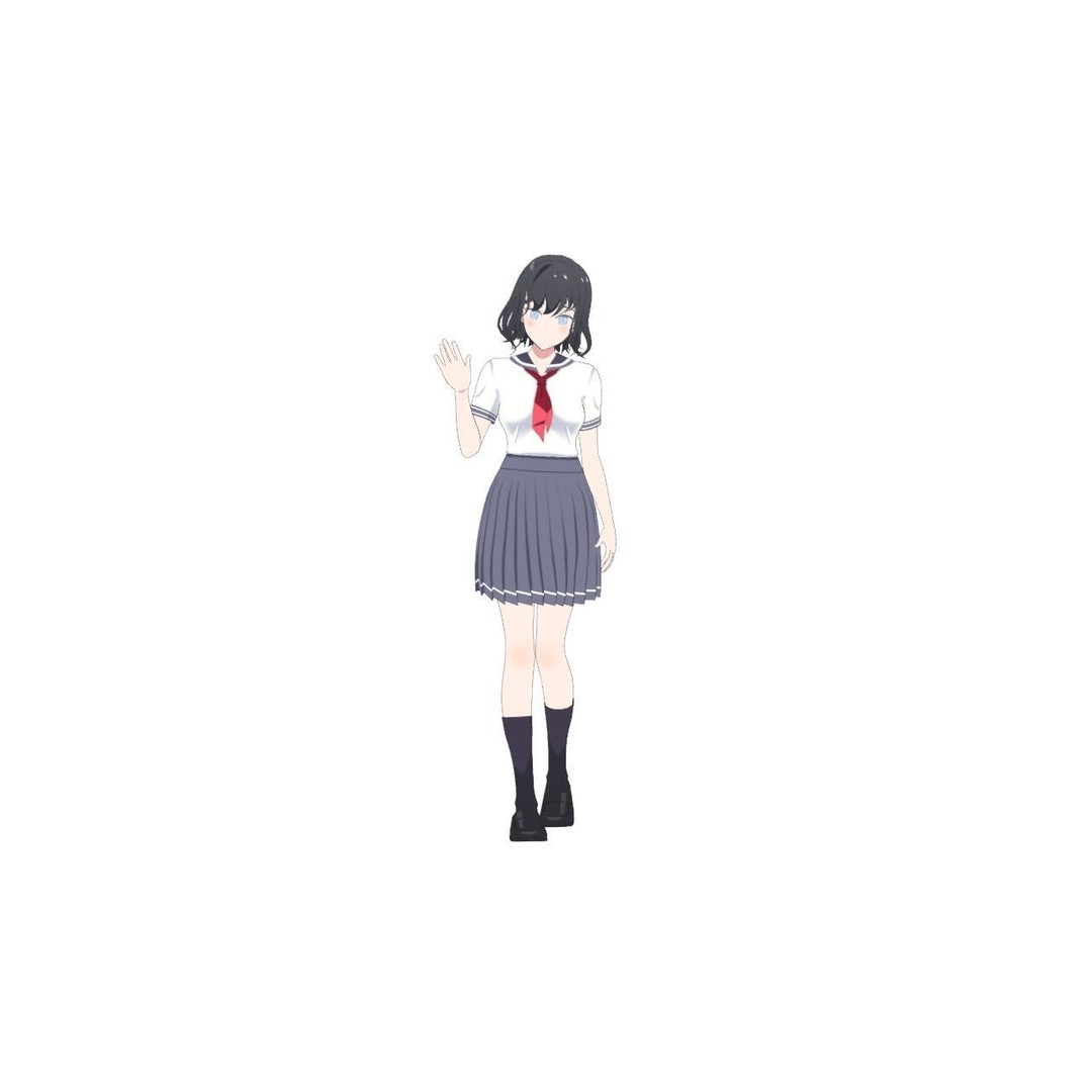 Anime Student Girls 3D Model – Stylized Low-Poly Characters, Blender - View 15