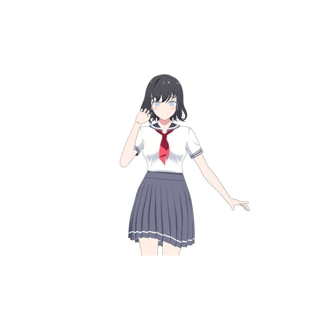 Anime Student Girls 3D Model – Stylized Low-Poly Characters, Blender - View 18