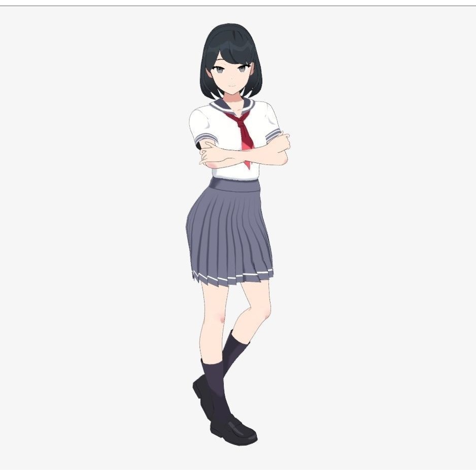 Anime Student Girls 3D Model – Stylized Low-Poly Characters, Blender - View 23