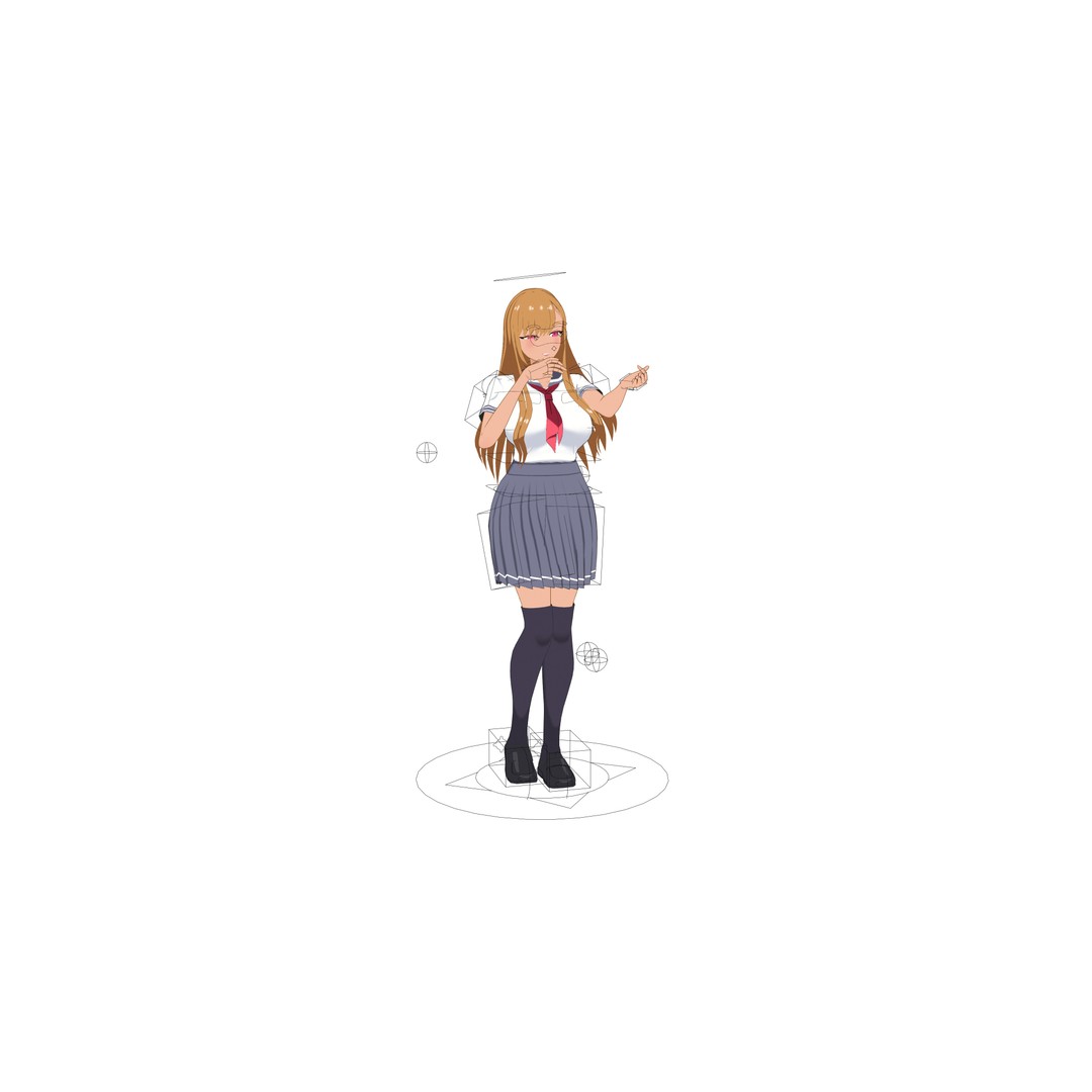 Anime Student Girls 3D Model – Stylized Low-Poly Characters, Blender - View 32