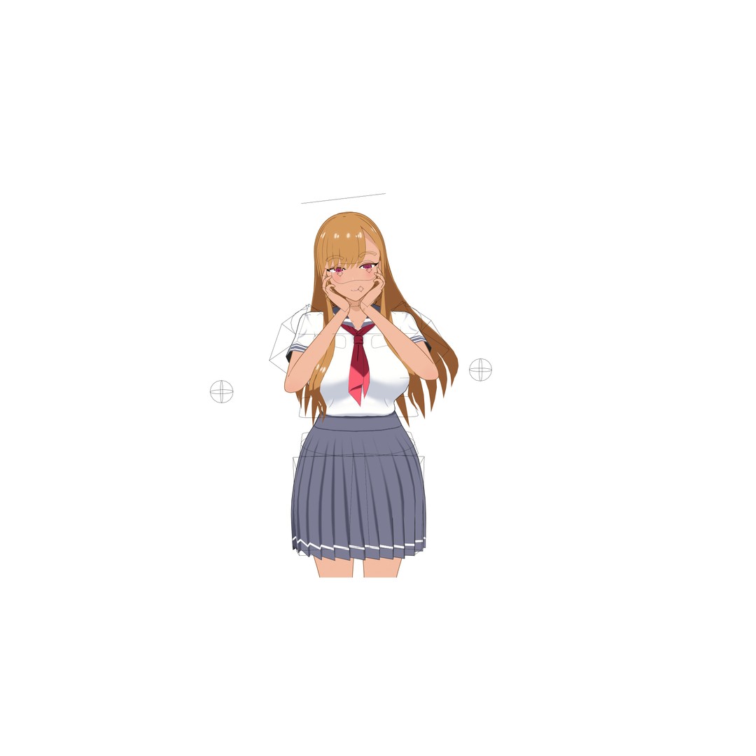 Anime Student Girls 3D Model – Stylized Low-Poly Characters, Blender - View 33