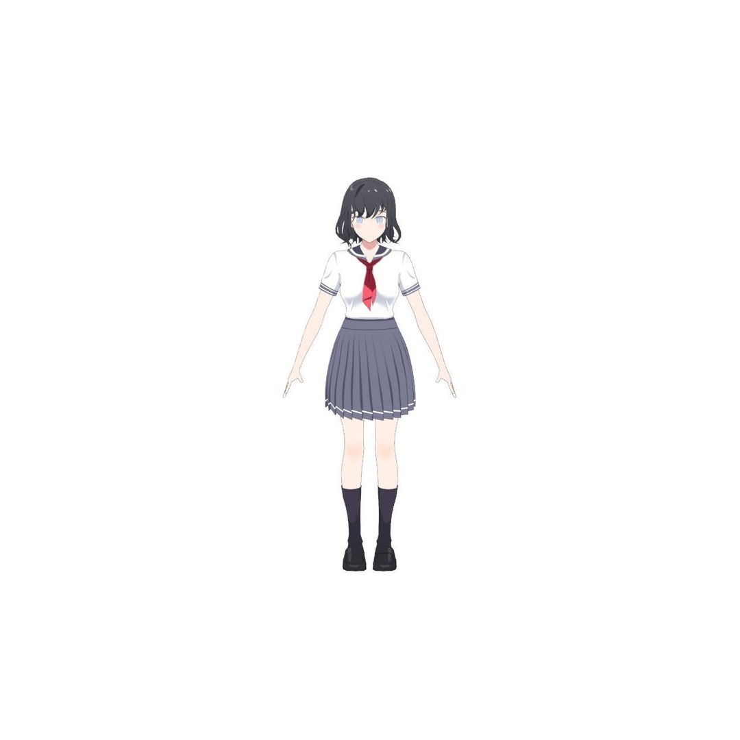Anime Student Girls 3D Model – Stylized Low-Poly Characters, Blender - View 9