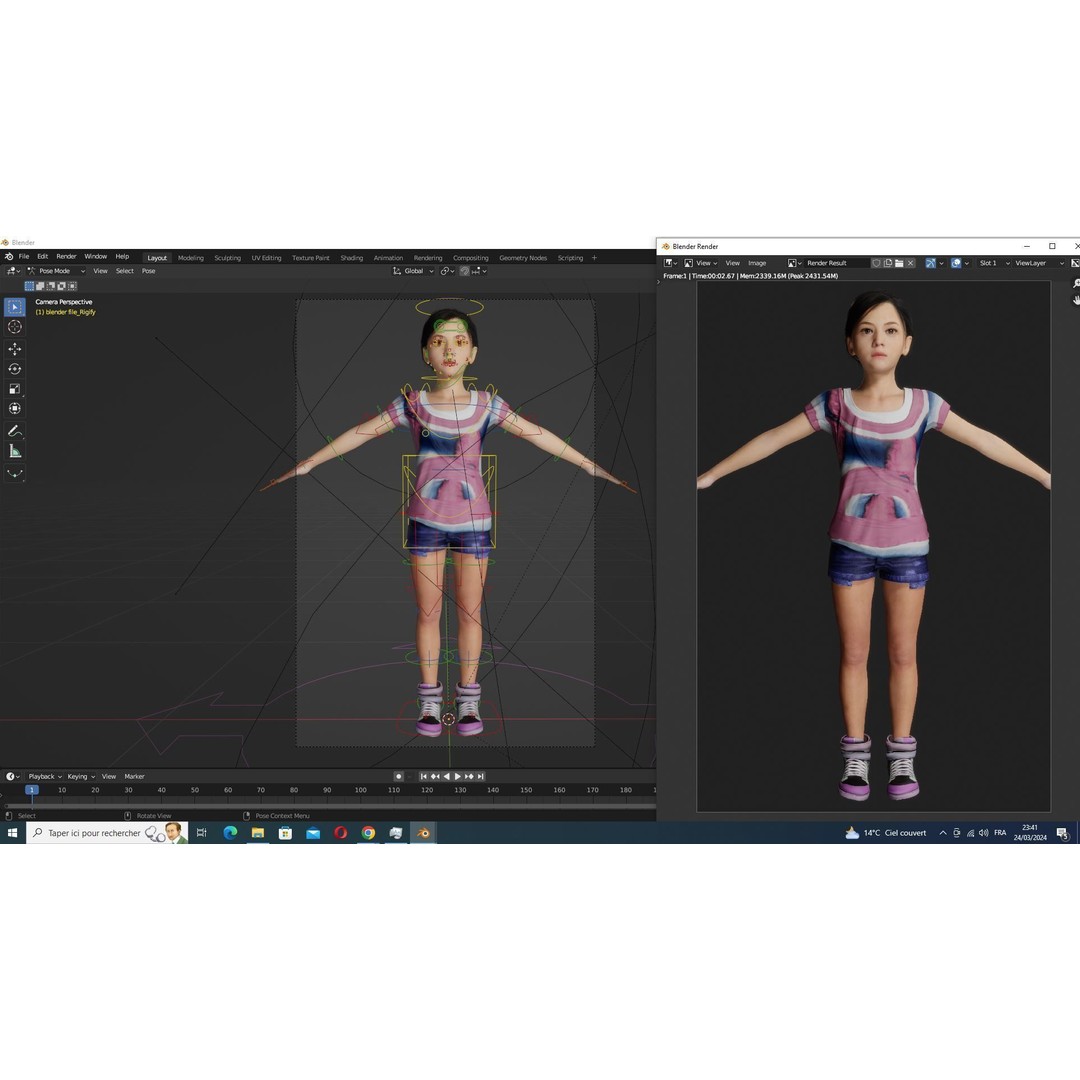 Riya 3D Model – Low Poly Character, Game Ready, Rigged, Blender - View 16