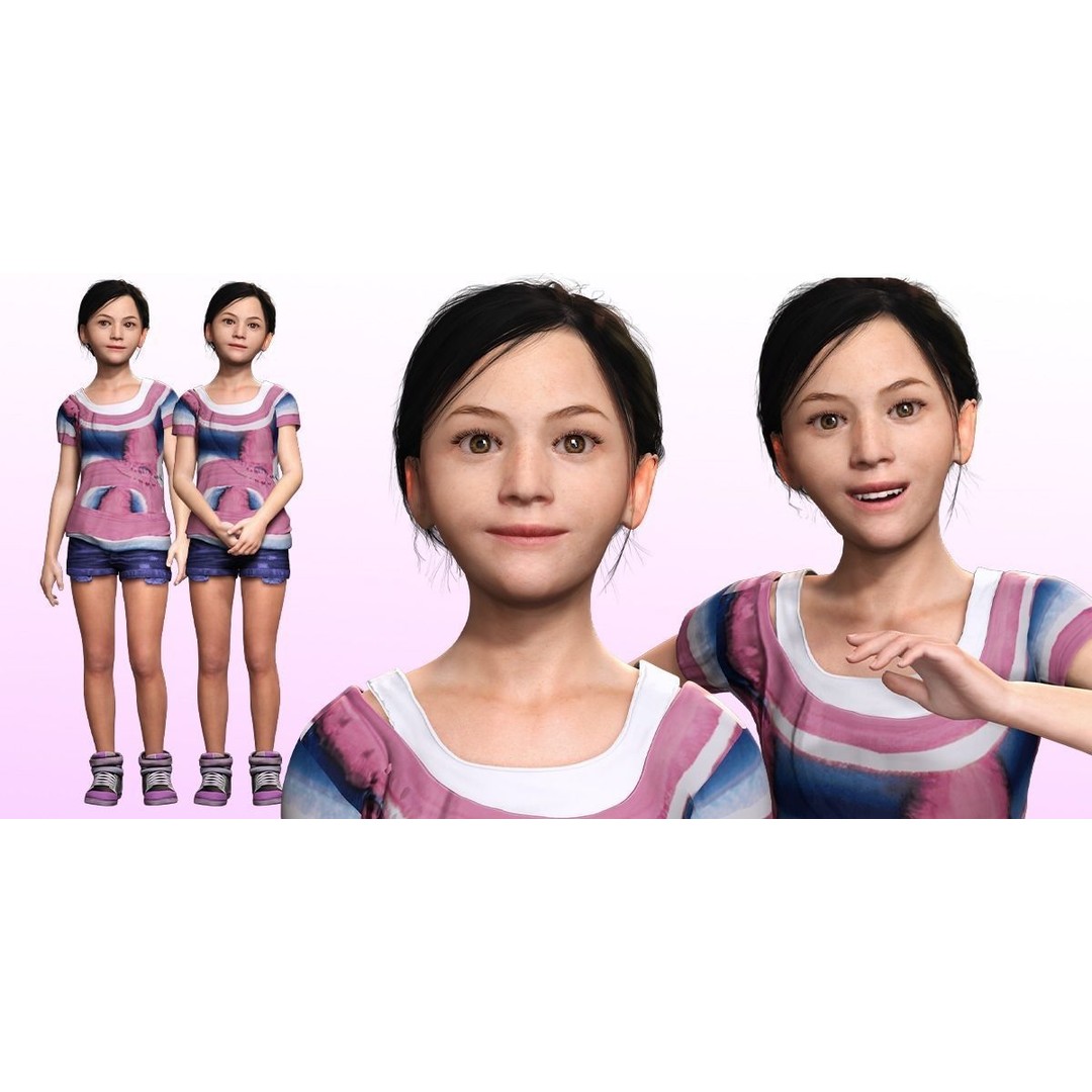 Riya 3D Model – Low Poly Character, Game Ready, Rigged, Blender - View 3