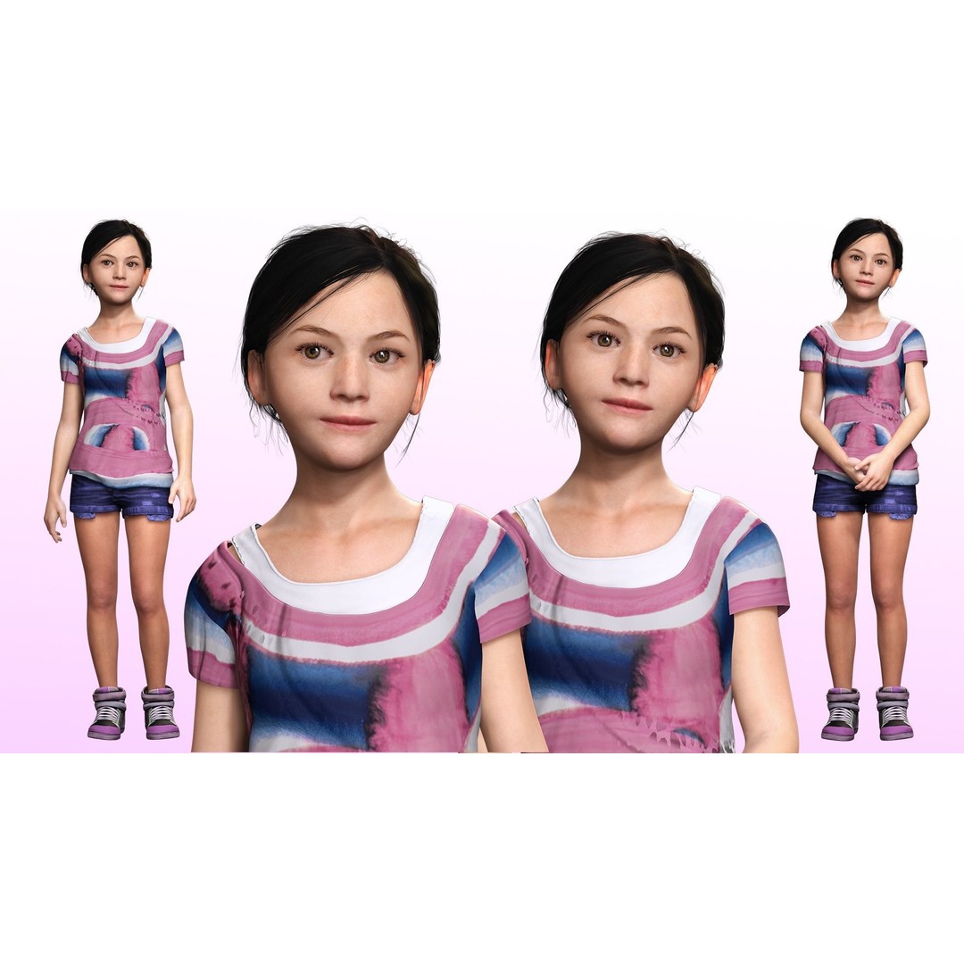 Riya 3D Model – Low Poly Character, Game Ready, Rigged, Blender - View 4