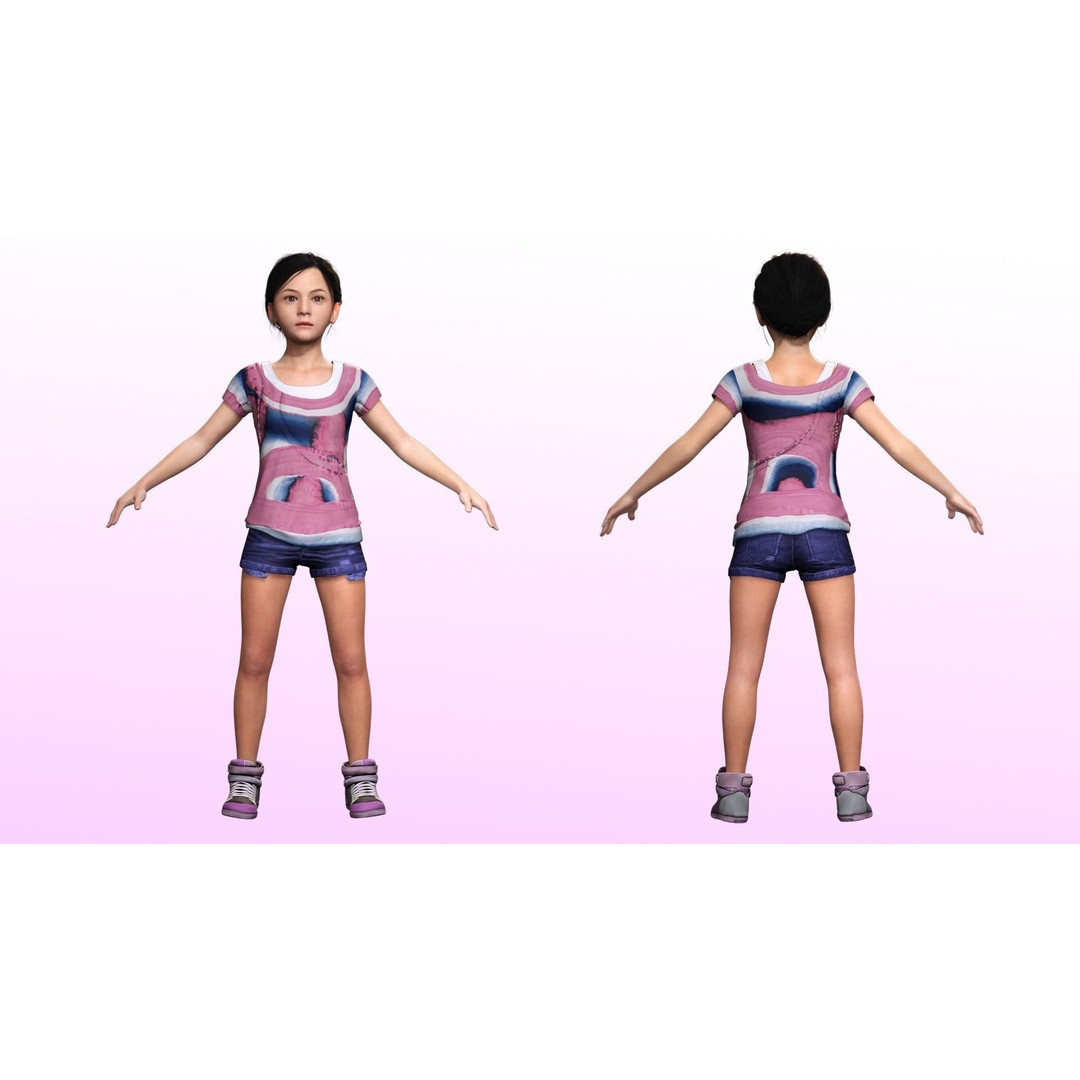 Riya 3D Model – Low Poly Character, Game Ready, Rigged, Blender - View 5