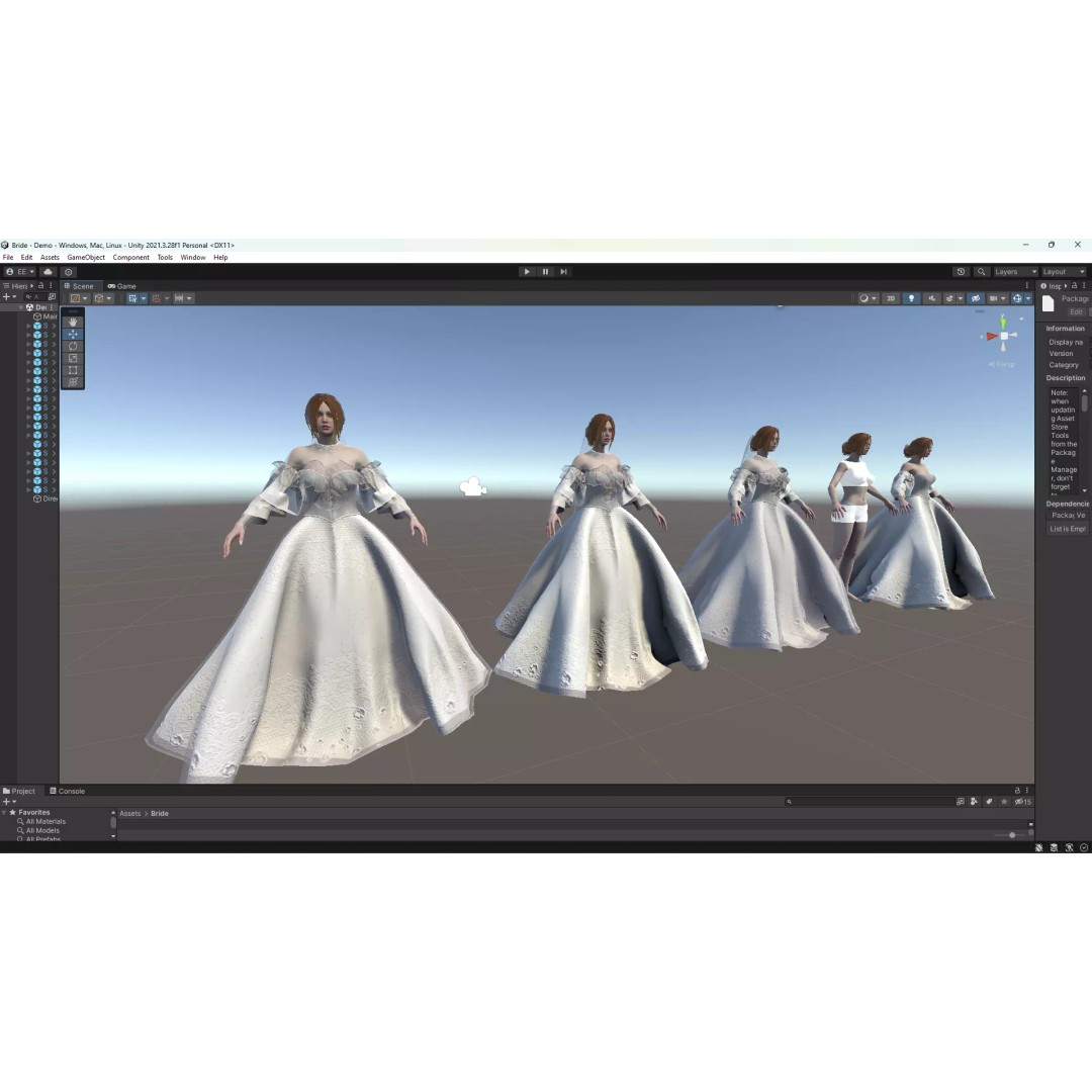 Bride 3D Model – Low Poly Rigged Character for Game Development, FBX