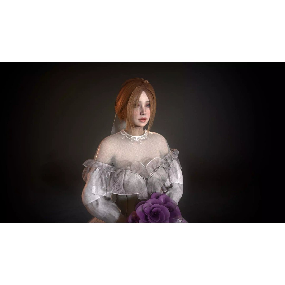 Bride 3D Model – Low Poly Rigged Character for Game Development, FBX - View 12