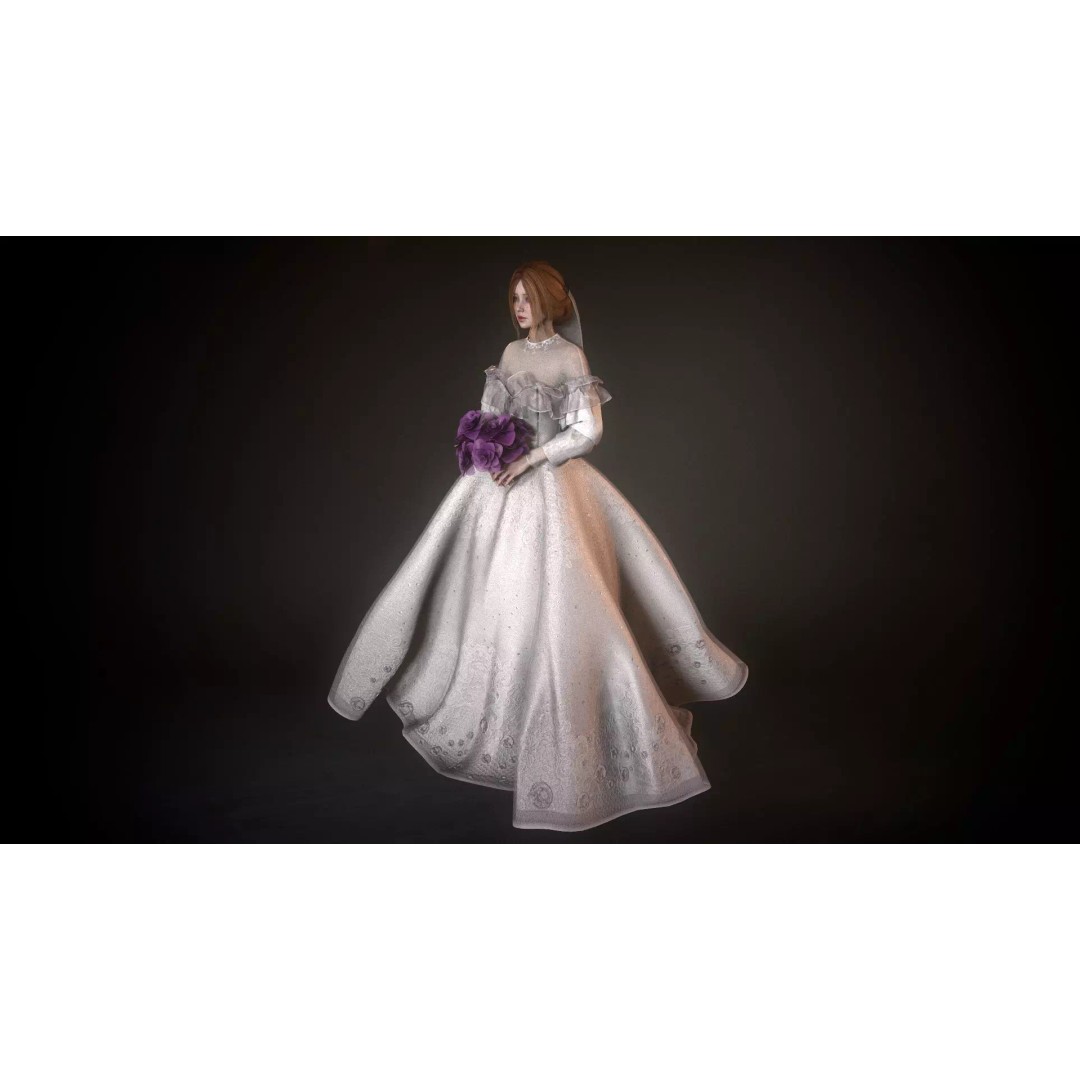 Bride 3D Model – Low Poly Rigged Character for Game Development, FBX - View 15