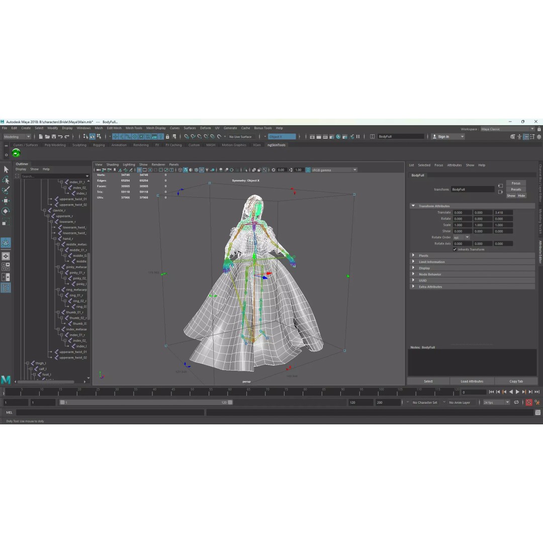 Bride 3D Model – Low Poly Rigged Character for Game Development, FBX - View 17
