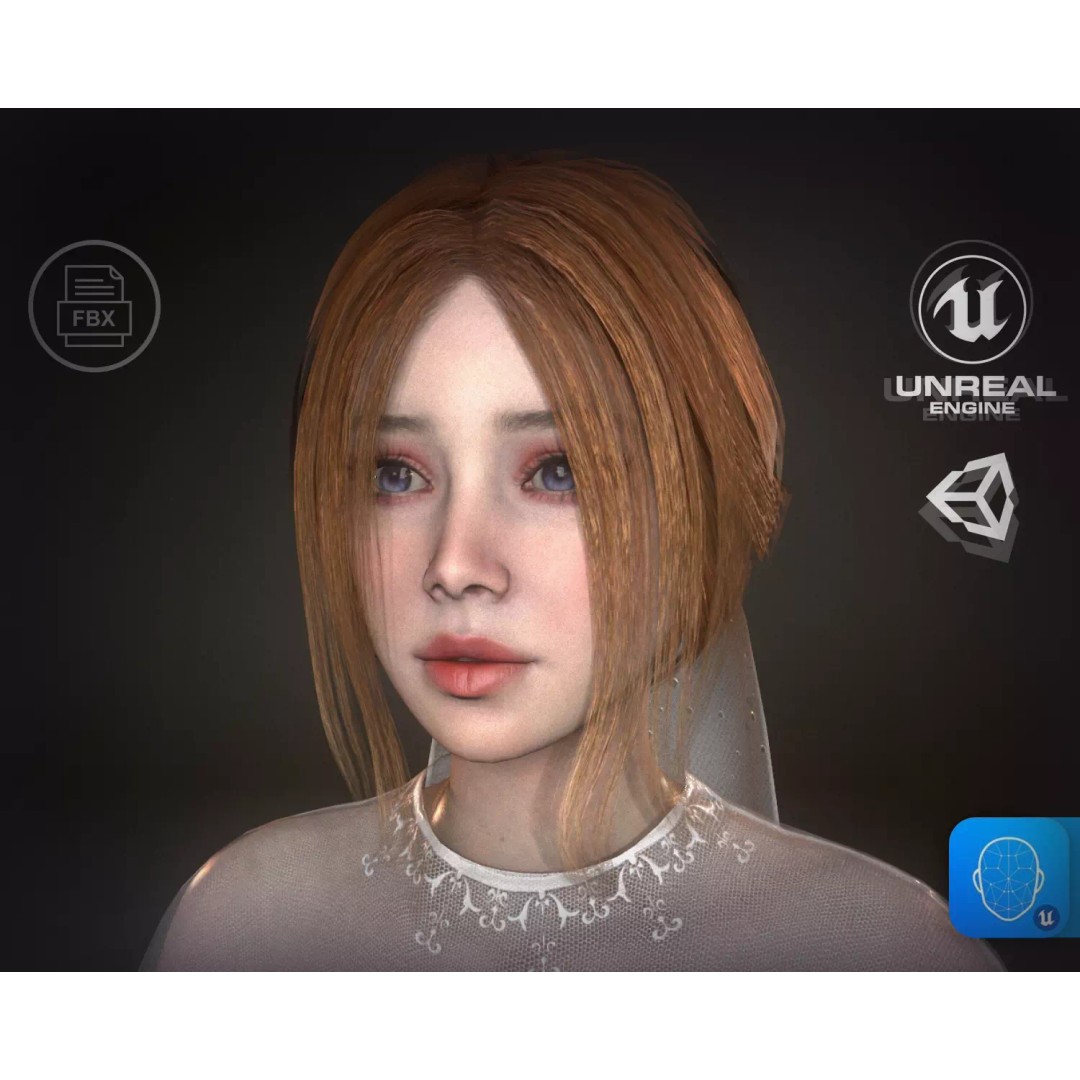 Bride 3D Model – Low Poly Rigged Character for Game Development, FBX - View 2