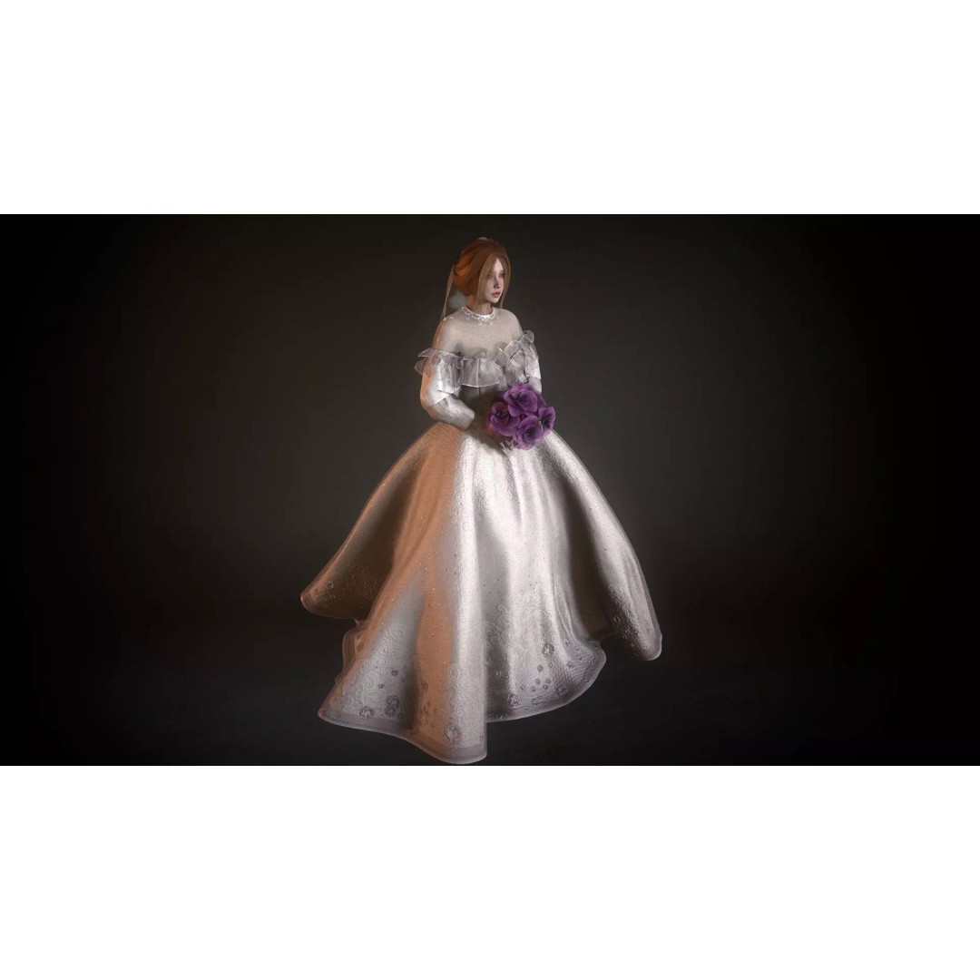 Bride 3D Model – Low Poly Rigged Character for Game Development, FBX - View 4
