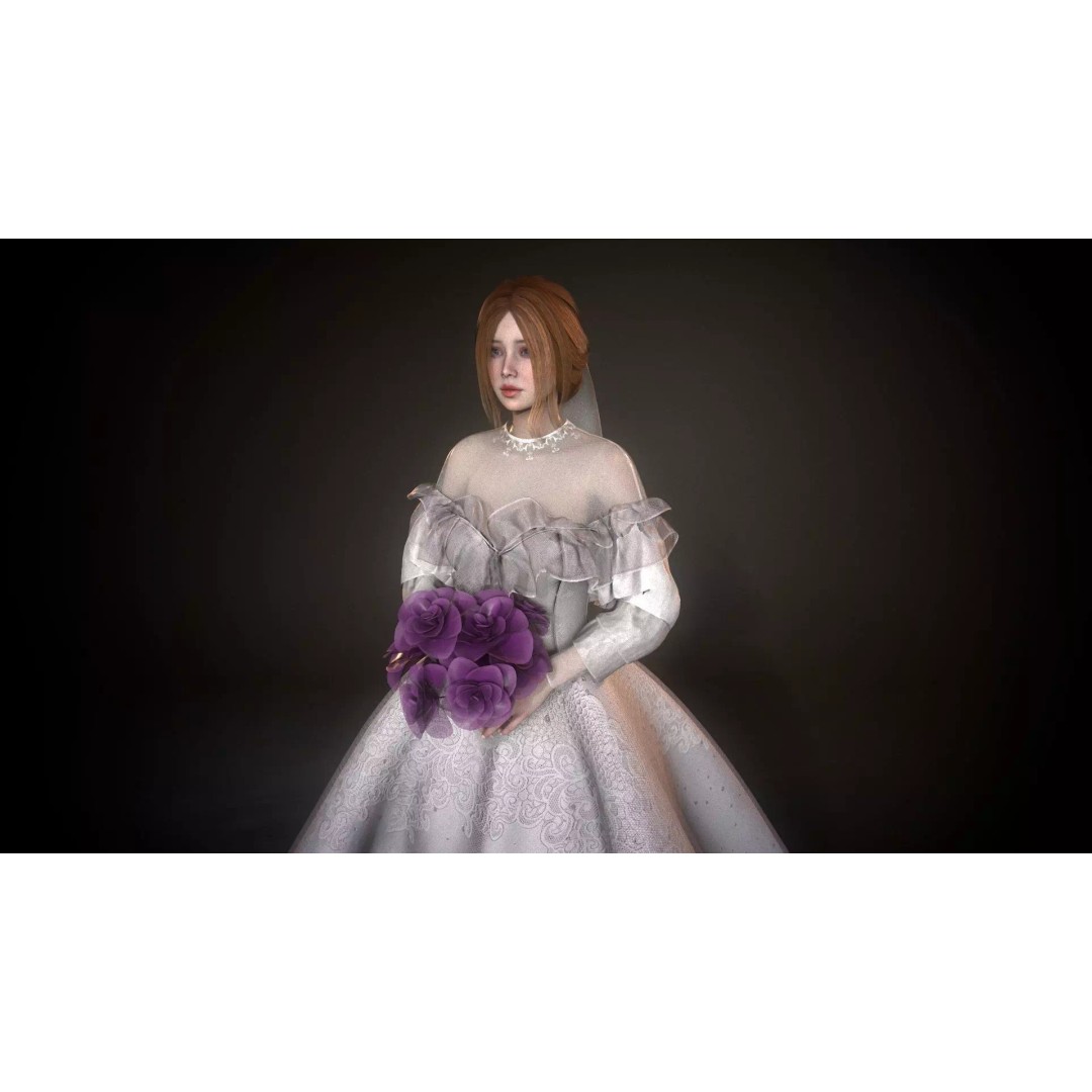 Bride 3D Model – Low Poly Rigged Character for Game Development, FBX - View 6