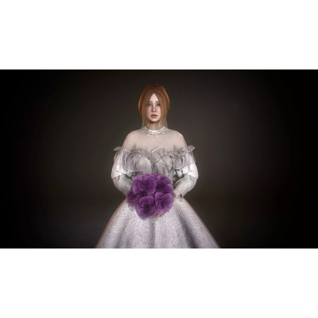 Bride 3D Model – Low Poly Rigged Character for Game Development, FBX - View 7