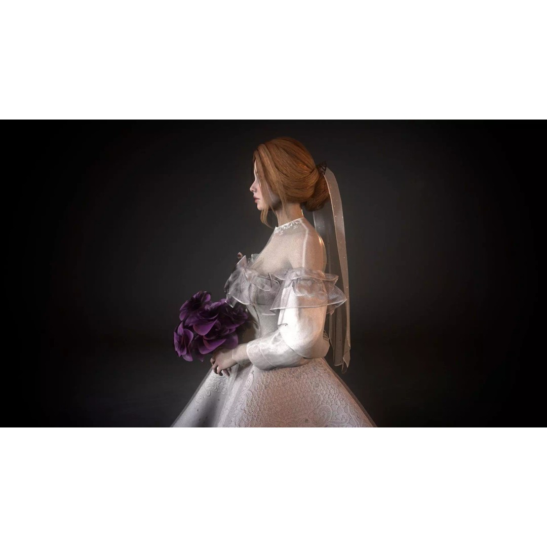 Bride 3D Model – Low Poly Rigged Character for Game Development, FBX - View 9