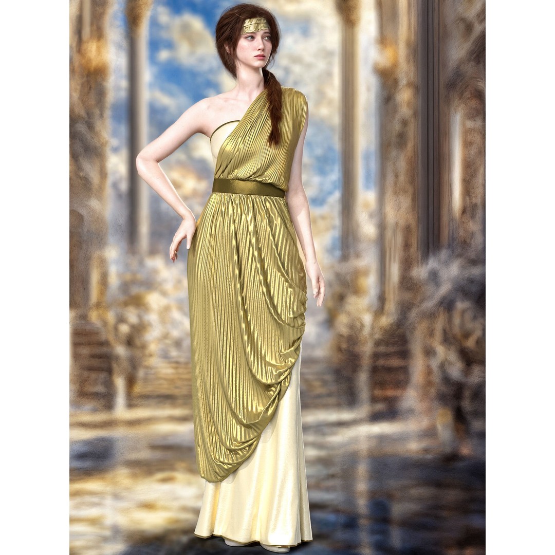 The Greek Grace Collection 3D Model – Elegant Women's Garments, FBX/OBJ - View 12